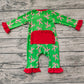 Baby Girl Long Sleeves Christmas Candy Cane Zipper Romper