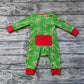 Baby Boy Long Sleeves Christmas Candy Cane Zipper Green Bamboo Romper