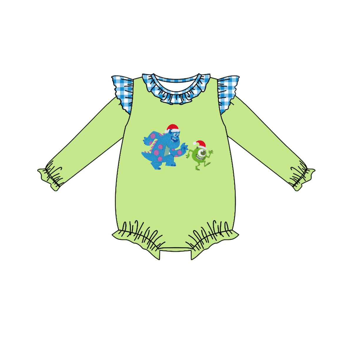 Pre-order Baby Girl Infant Christmas Monster Green Romper