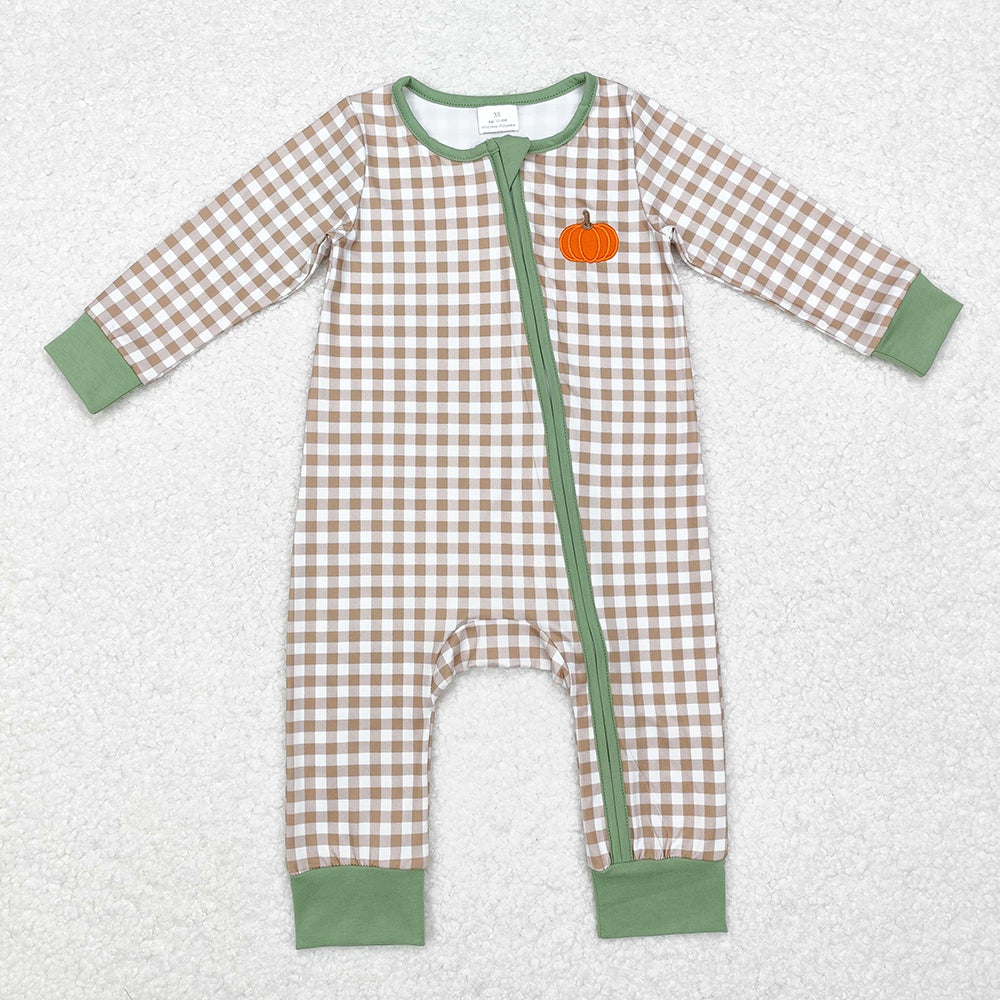 Baby Boy Girl Embroidery Pumpkin Sibling Romper Clothes Set