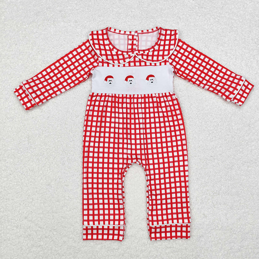 Baby Boy Girl Christmas Embroidery Santa Sibling Romper Dress