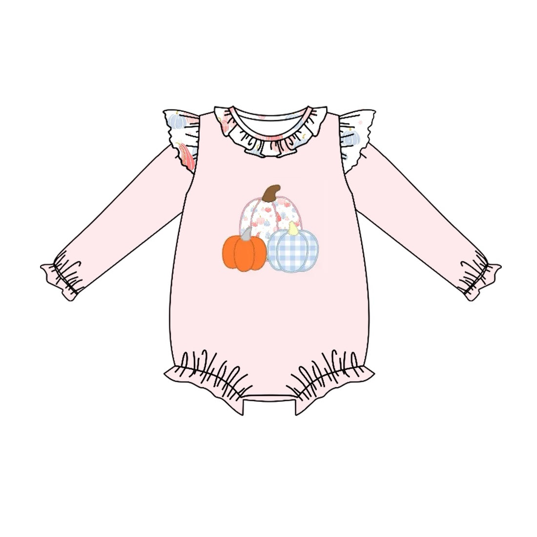 Pre-order Baby Girl Fall Pumpkins Pink Bubble Romper