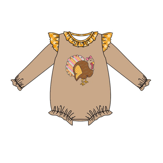 Pre-order Baby Girl Thanksgiving turkey Bubble Romper