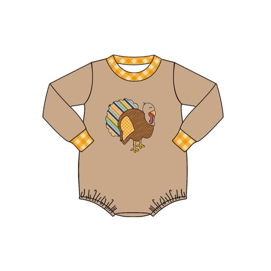 Pre-order Baby Boy Thanksgiving turkey Bubble Romper