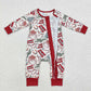 Baby Boy Girl Christmas Western Santa Cactus Sibling Bamboo Romper Pajamas Set