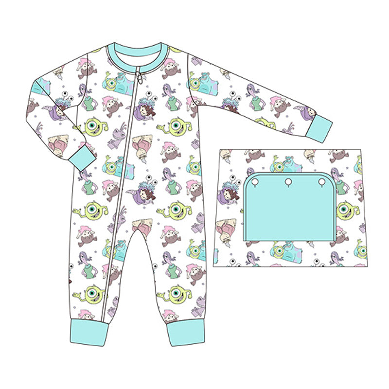 Pre-order Baby Boy Infant Long Sleeves Monster Zipper Romper