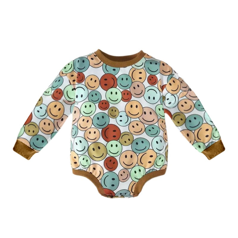 Pre-order Baby Boy Long Sleeves Smile Brown Bubble Romper