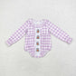 Baby Girl Embroidery Ghost Pumpkin Sibling Sister Purple Checkered Halloween Clothes Set