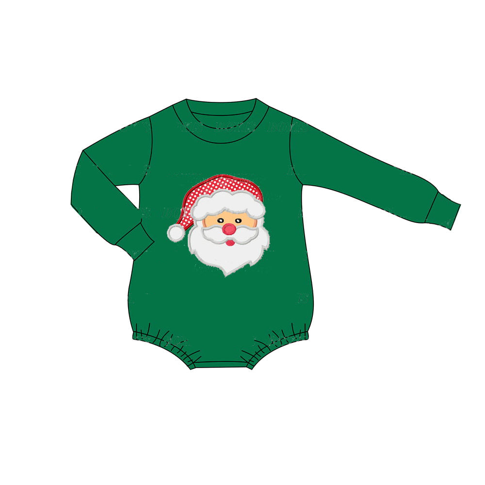 Pre-order Baby Boy Long Sleeves Christmas Santa Green Romper