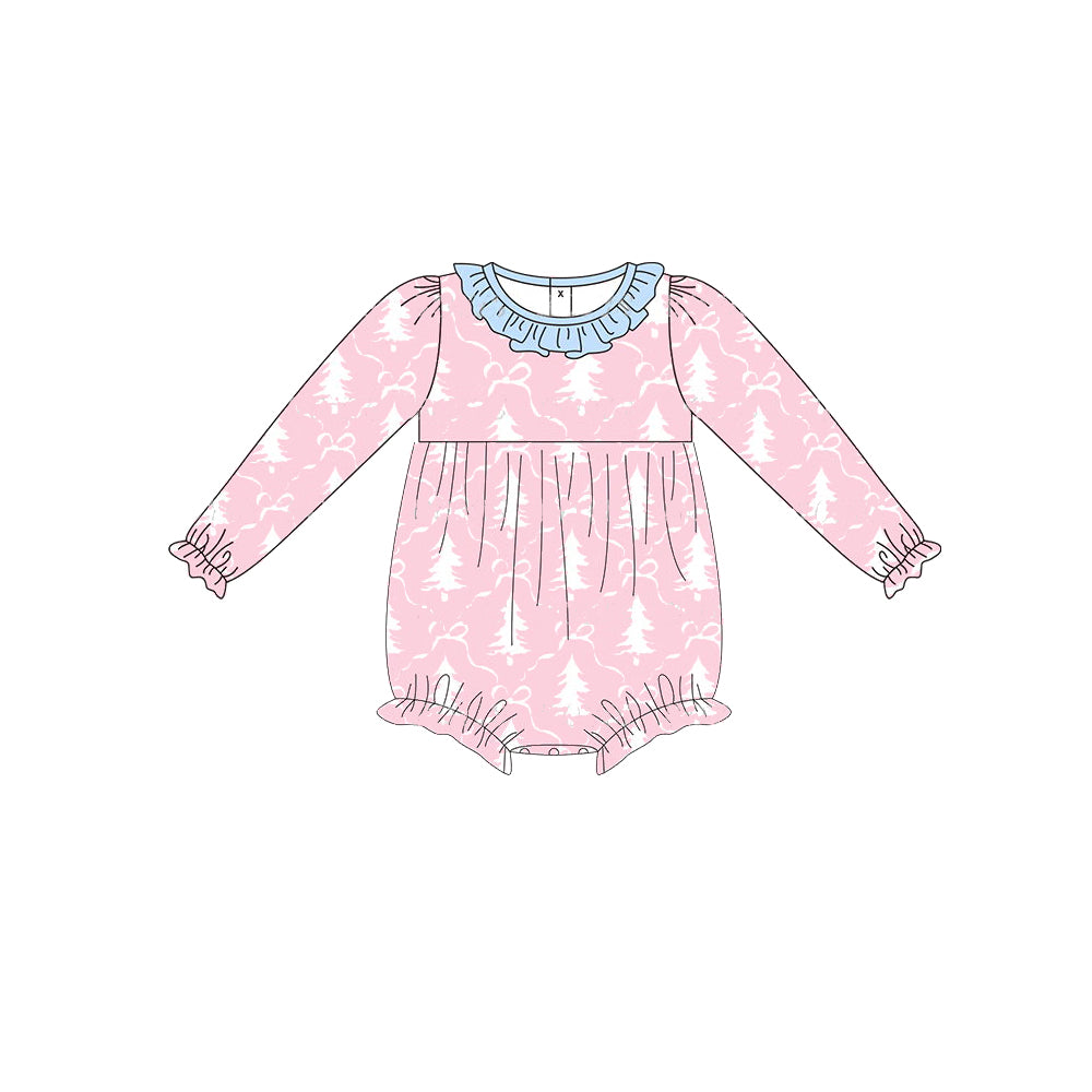 Pre-order Baby Girl Christmas Tree Pink Bubble Romper
