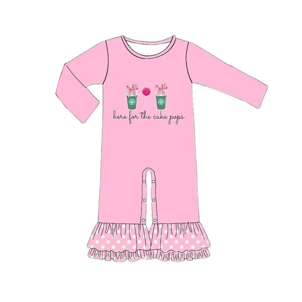 Pre-order Baby Girl Long Sleeves Pink Coffee Ruffle Romper