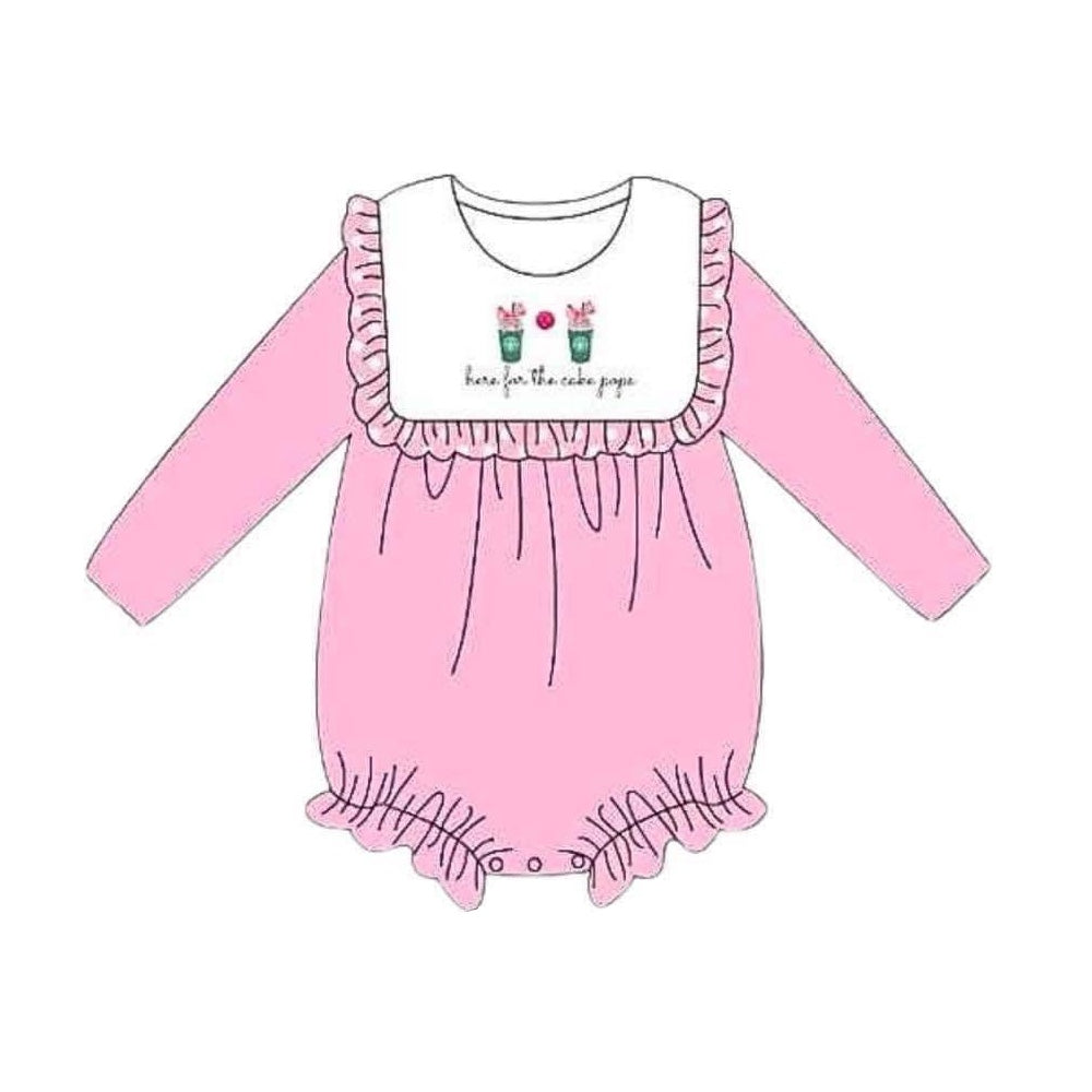 Pre-order Baby Girl Long Sleeves Pink Coffee Bubble Romper
