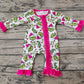 Baby Girl Long Sleeves Christmas Green Face Hearts Romper