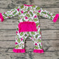 Baby Girl Long Sleeves Christmas Green Face Hearts Romper