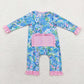 Sibling Baby Girls Kids Long Sleeves Flower House Zipper Romper Pajamas Set RTS