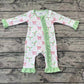 Baby Girl Long Sleeves Christmas Bows Holly Zipper Green Bamboo Romper