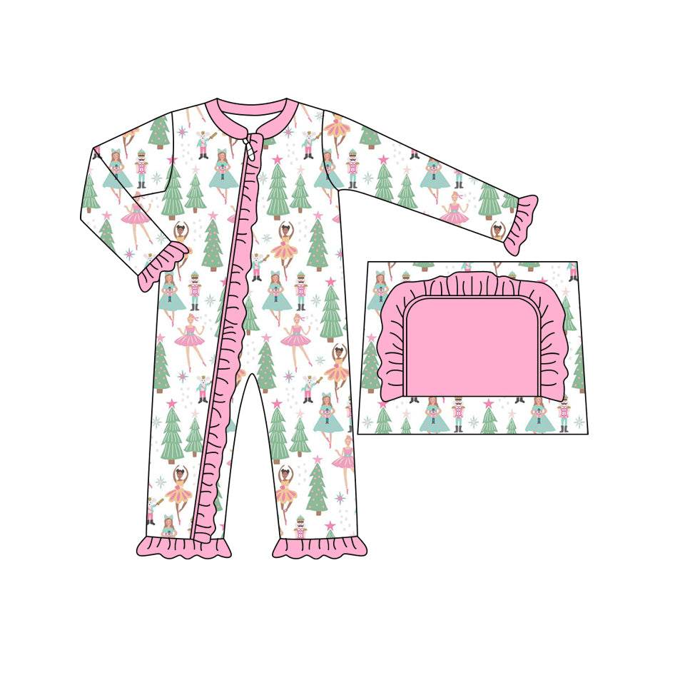 Pre-order Baby Girl Long Sleeves Christmas Soldier Dance Zipper Romper