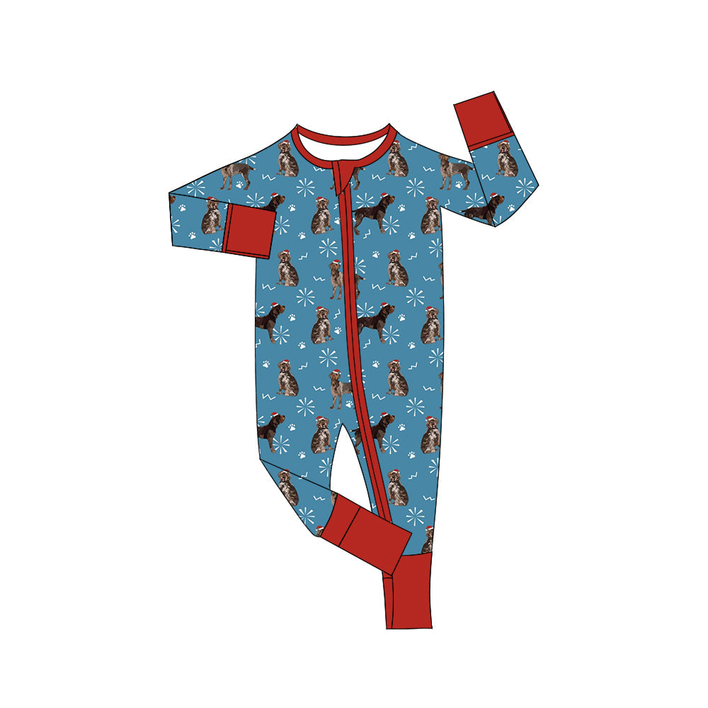 Pre-order Baby Boy Christmas Dogs Snowflake Zipper Romper