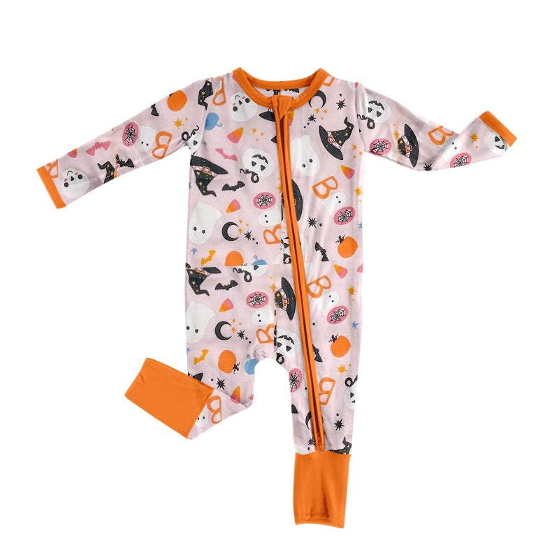 Pre-order Baby Kids Halloween Ghost Pumpkins Zipper Romper
