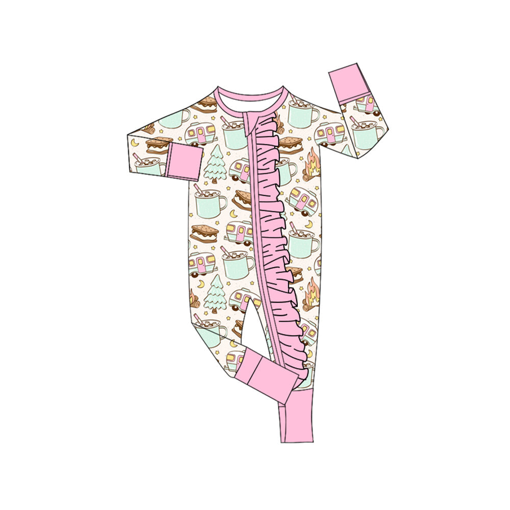 Pre-order Baby Infant Toddler Girl Cars Cookies Zipper Romper
