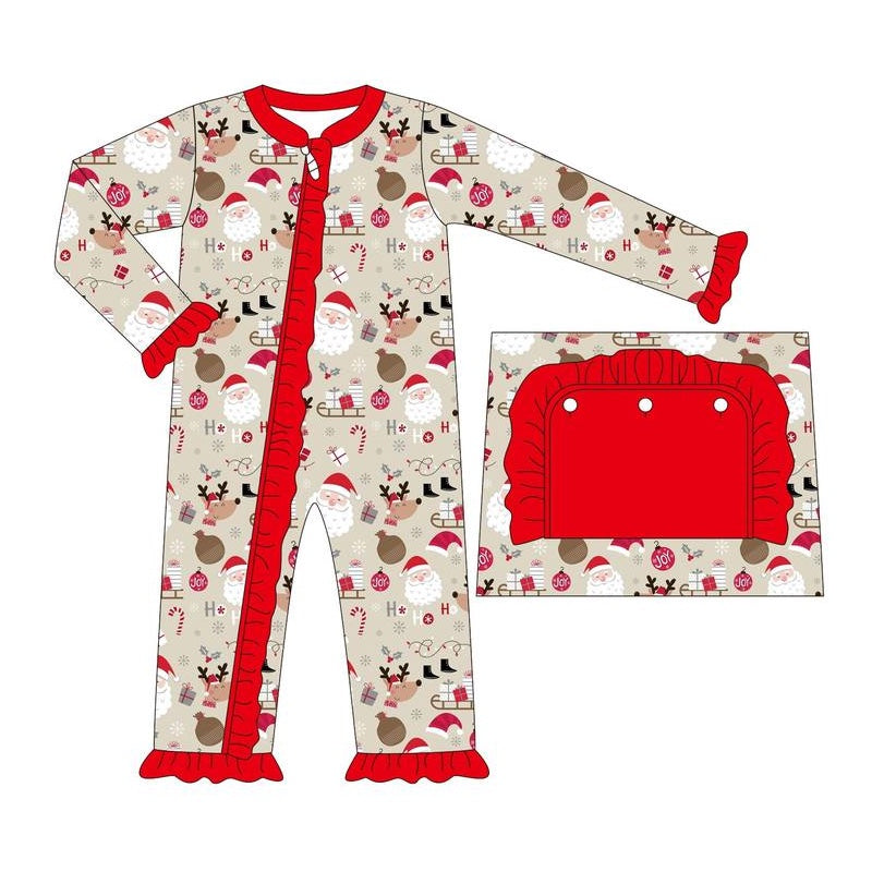 Pre-order Baby Infant Toddler Girl Christmas Santa Zipper Romper