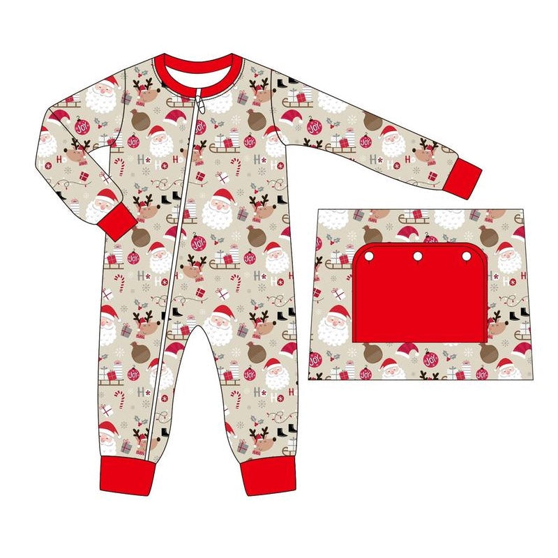 Pre-order Baby Infant Toddler Christmas Santa Zipper Romper