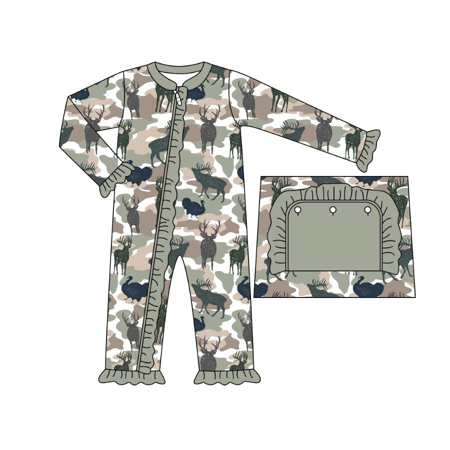 Pre-order Baby Girl Deers Hunting Camo Zipper Romper