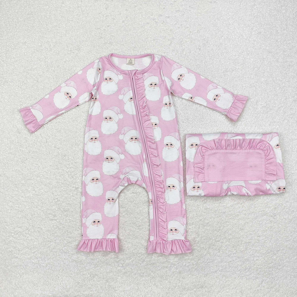 Baby Boy Girl Christmas Santa Bamboo Sibling Romper Pajamas Clothes Set