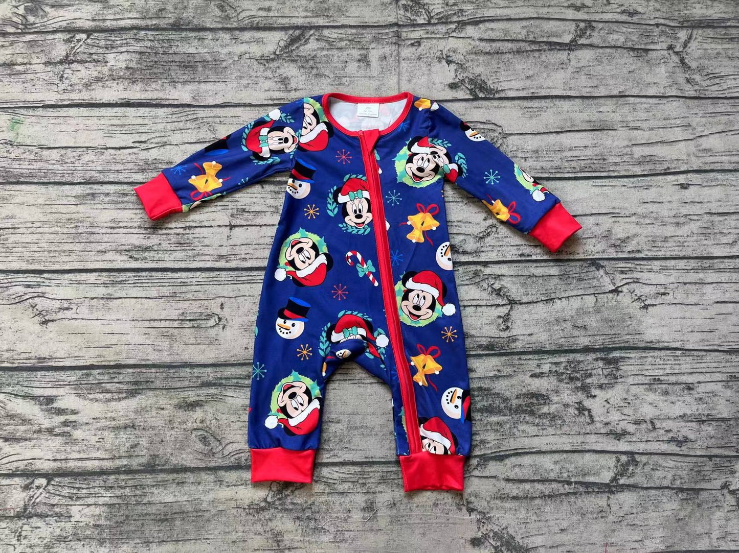 Baby Boy Christmas Cartoon Mouse Hats Zipper Romper