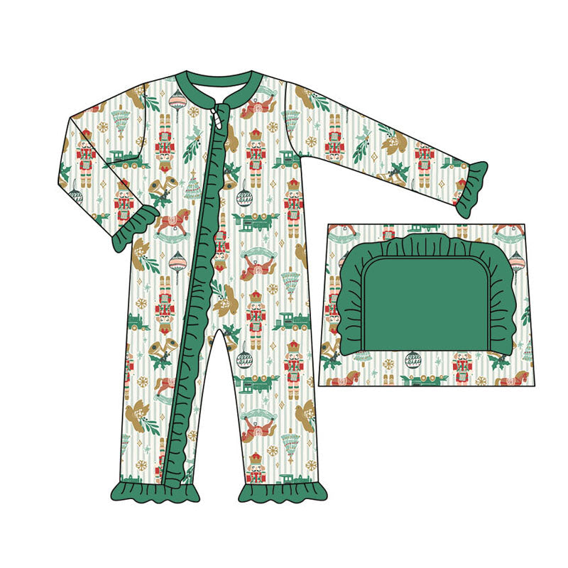 Pre-order Baby Girl Christmas Soldier Ruffle Zipper Romper
