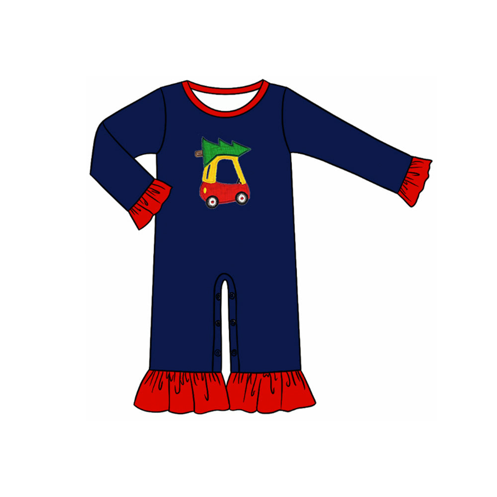 Pre-order Baby Girl Long Sleeves Christmas Tree Cart Romper