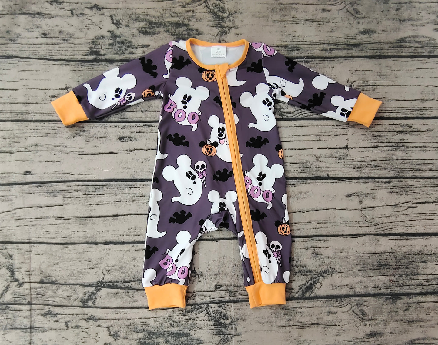 Baby Boy Halloween Mouse Ghost Pumpkin Zipper Long Sleeves Romper