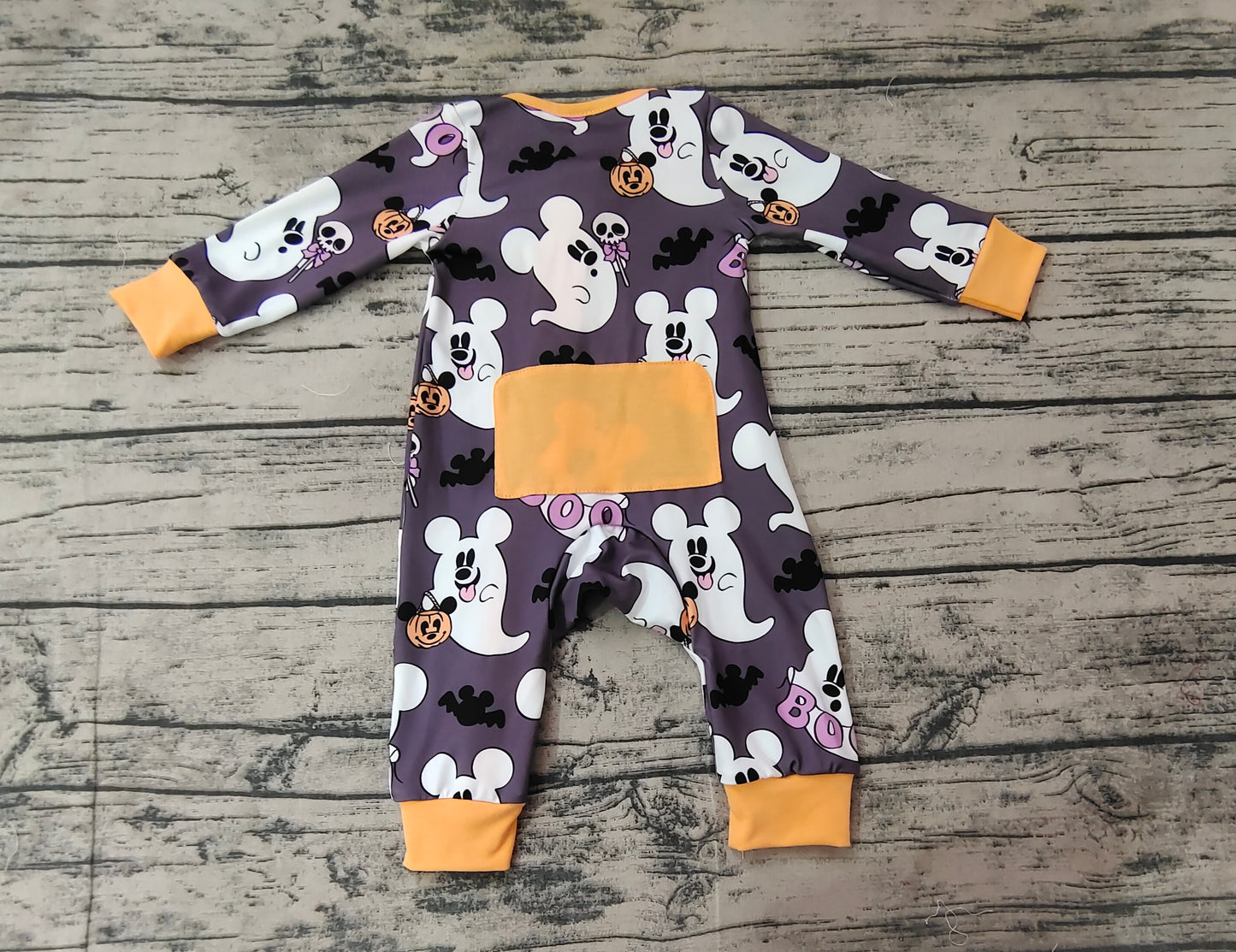 Baby Boy Halloween Mouse Ghost Pumpkin Zipper Long Sleeves Romper