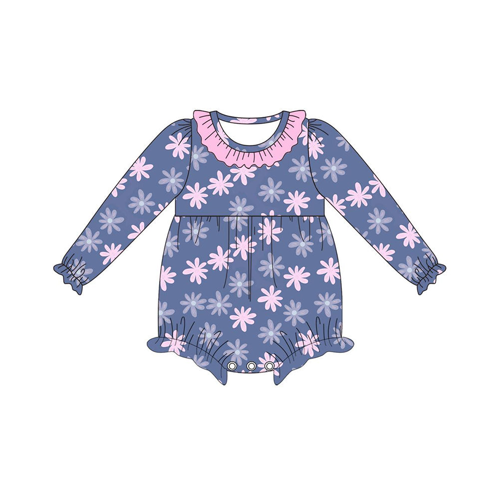Pre-order Baby Girl Long Sleeves Pink Flower Romper