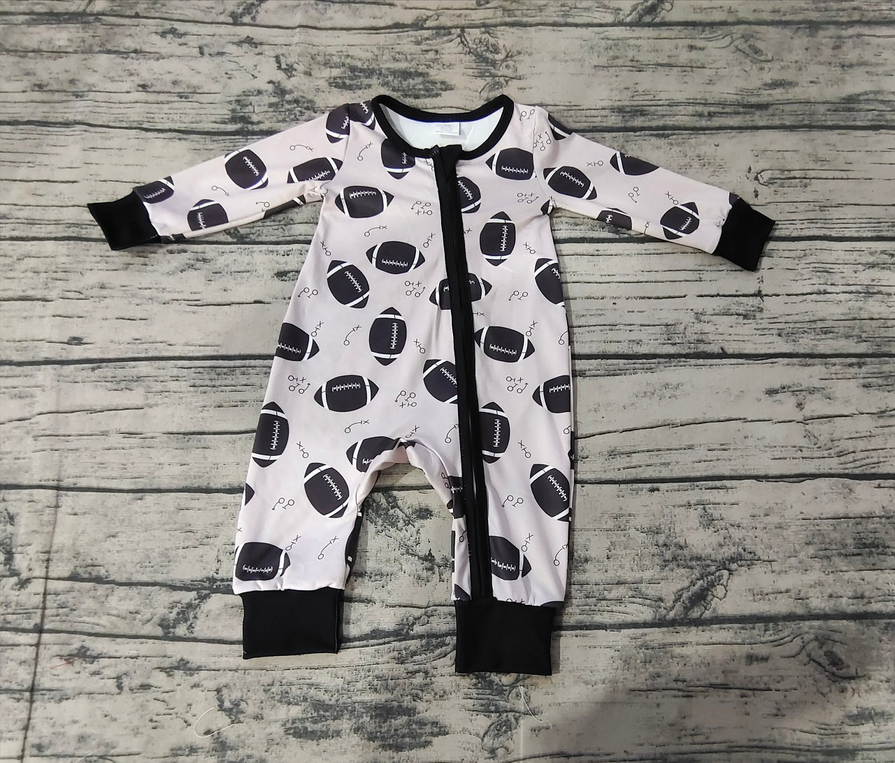 Baby Boy Long Sleeves Fall Football Long Sleeves Bamboo Romper