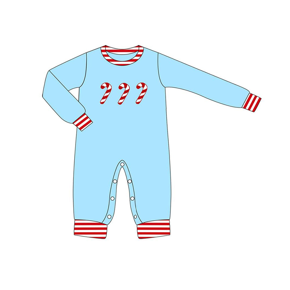 Pre-order Baby Boy Christmas Candy Cane Blue Romper