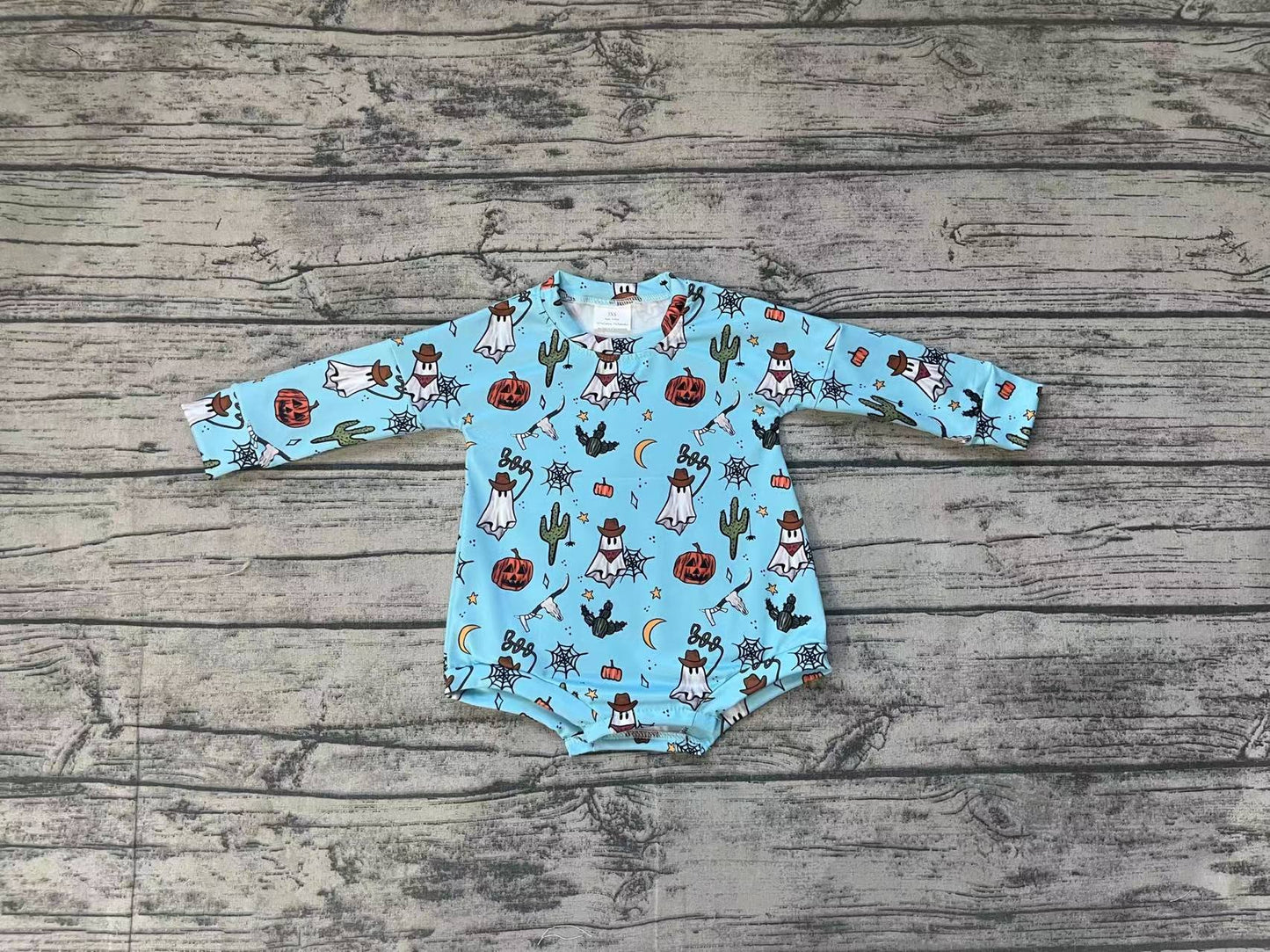 Baby Boy Halloween Western Cactus Ghost Pumpkin Romper