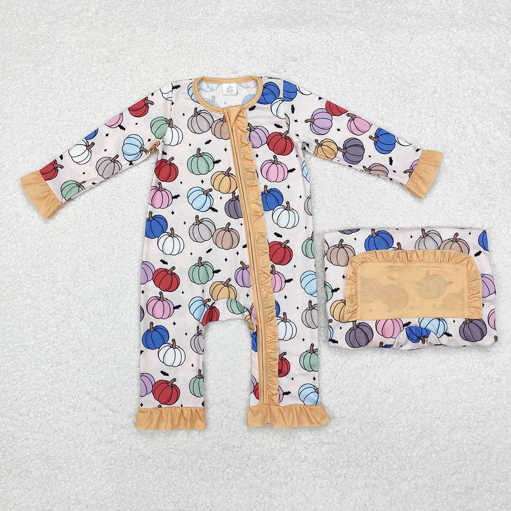 Baby Boy Girl Long Sleeves Pumpkins Zipper Sleeper Romper Sibling Fall Clothes RTS