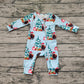 Baby Boy Christmas Western Highland Cow Zipper Bamboo Romper