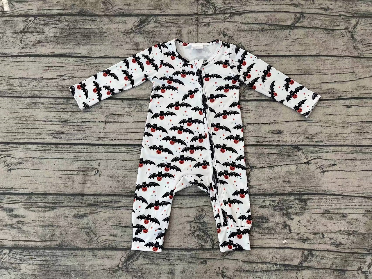 Baby Boy Long Sleeves Bats Halloween Zipper Romper