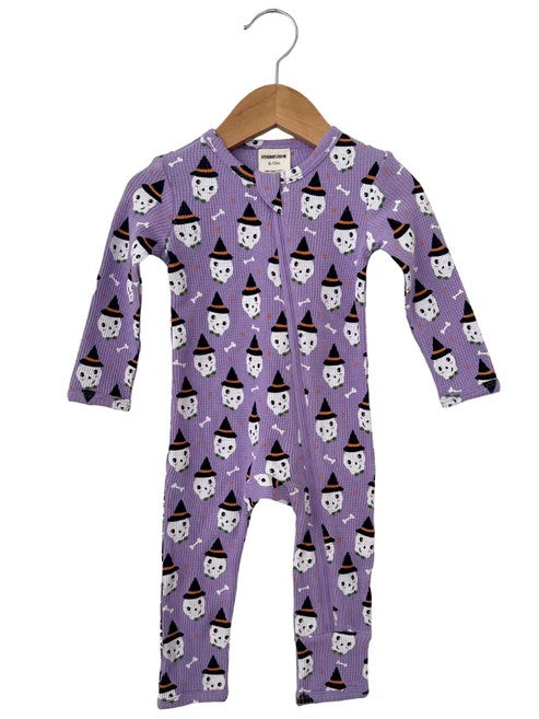 Pre-order Baby Girl Purple Monster Halloween Zipper Romper