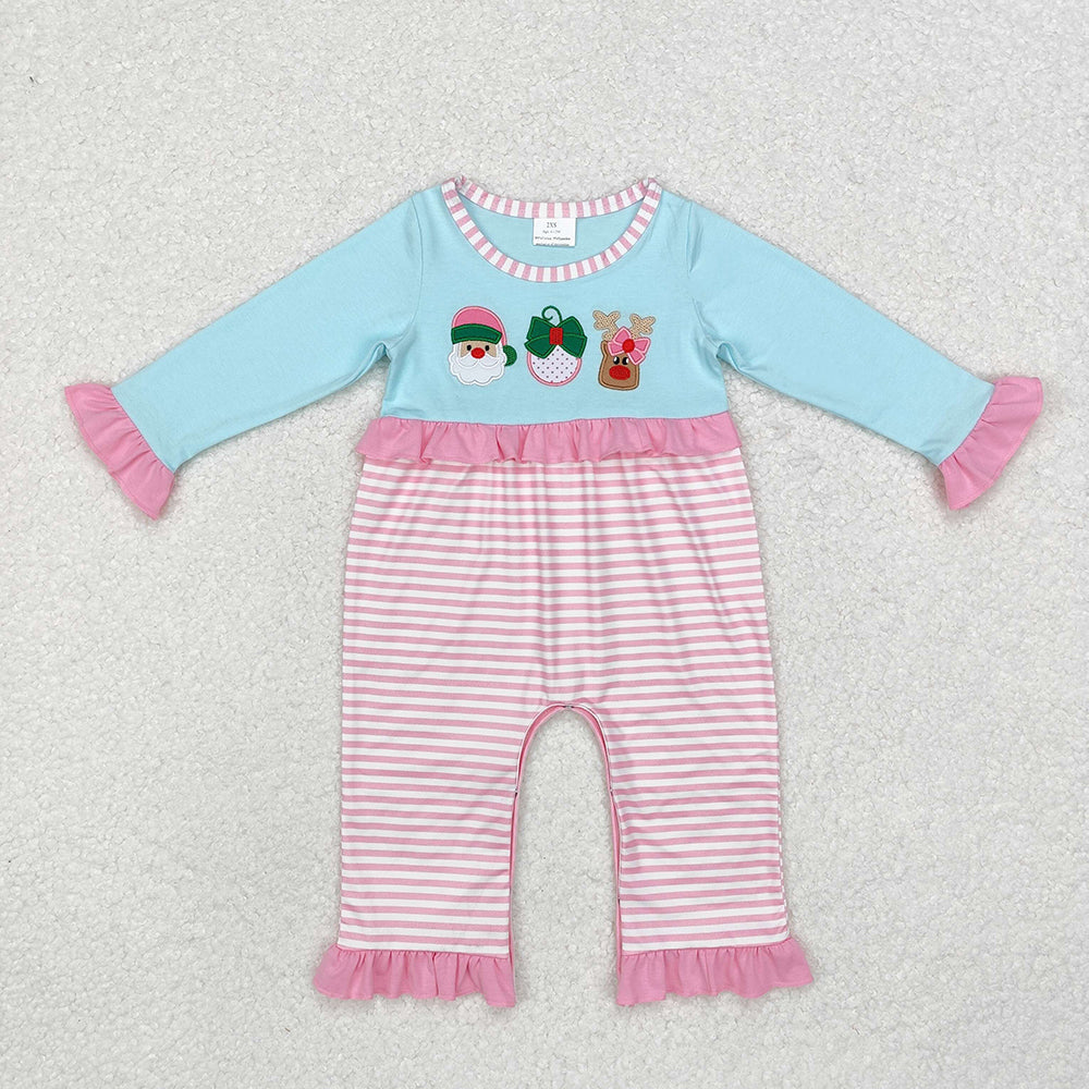 Baby Girl Kids Embroidery Christmas Santa Deer Bow Sibling Romper Clothes Set