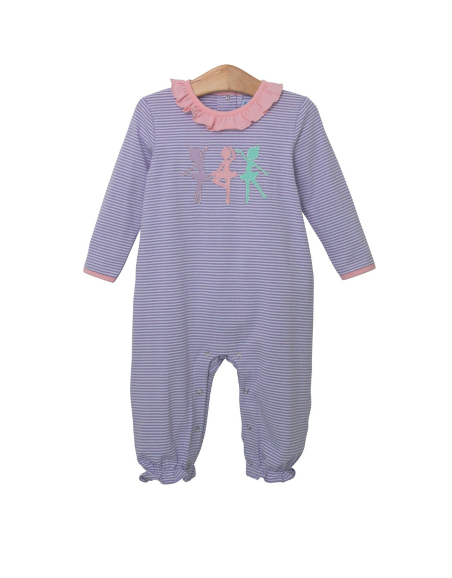 Pre-order Baby Girl Purple Stripes Dance Long Sleeves Romper