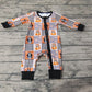 Baby Boy Halloween Dogs Plaid Zipper Long Sleeves Romper