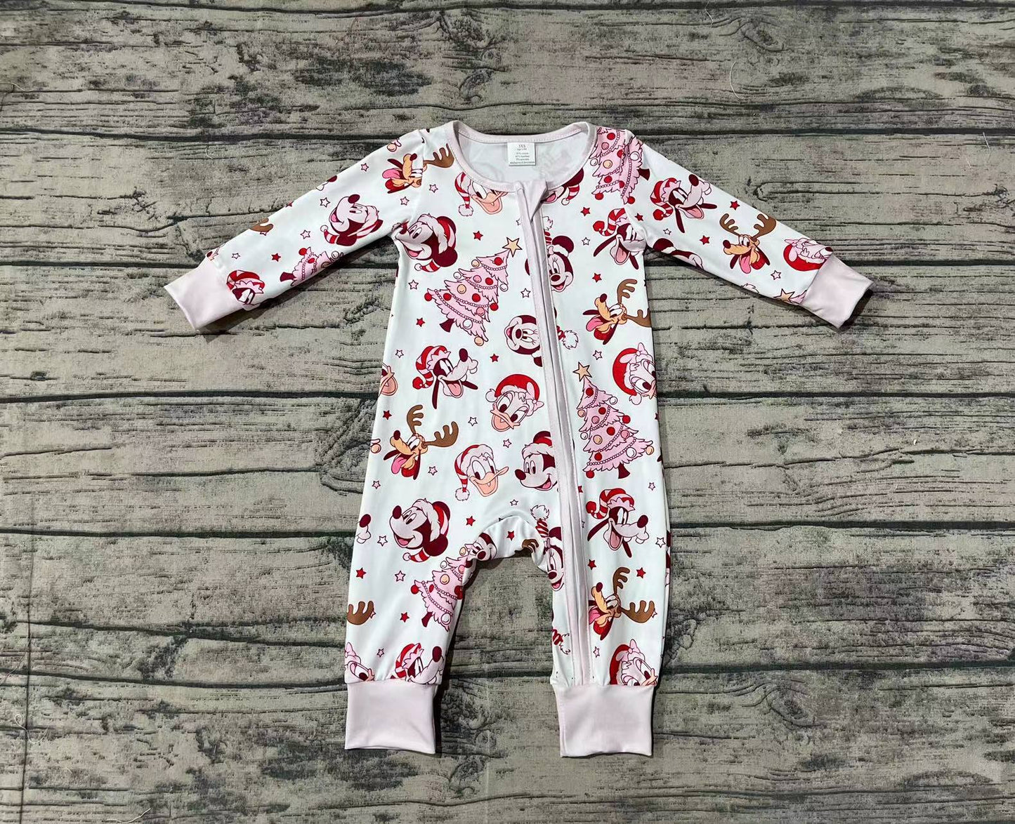 Baby Girl Long Sleeves Christmas Santa Candy Cane Romper