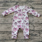 Baby Girl Long Sleeves Pink Bows Zipper Bamboo Romper