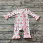 Baby Girl Christmas Bows Long Sleeves Bamboo Zipper Romper