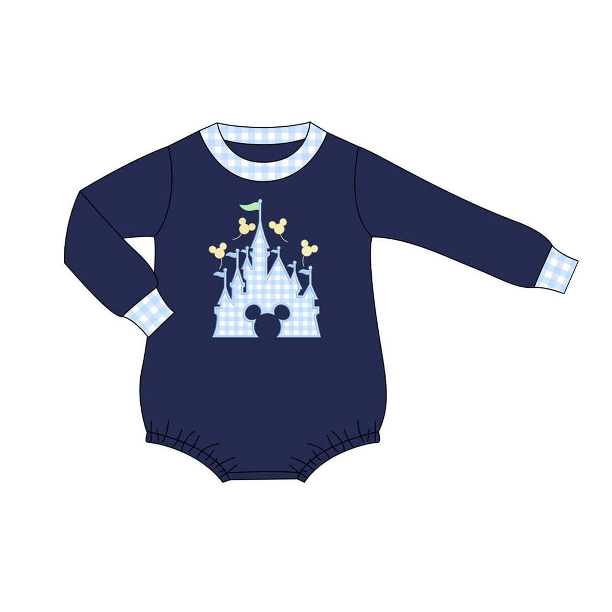 Pre-order Baby Boy Castle Navy Long Sleeves Romper