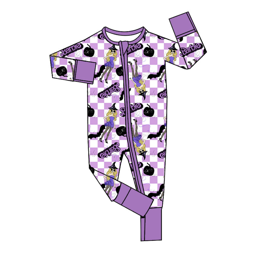 Pre-order Baby Girl Purple Doll Pumpkin Zipper Romper