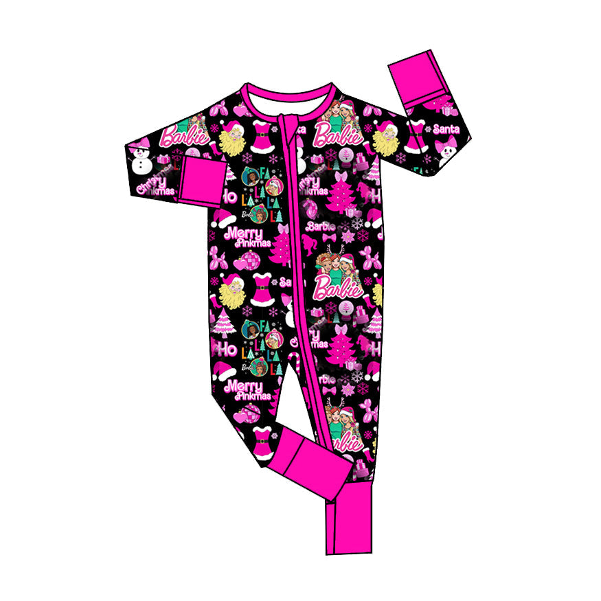 Pre-order Baby Girl Christmas Santa Pink Zipper Romper